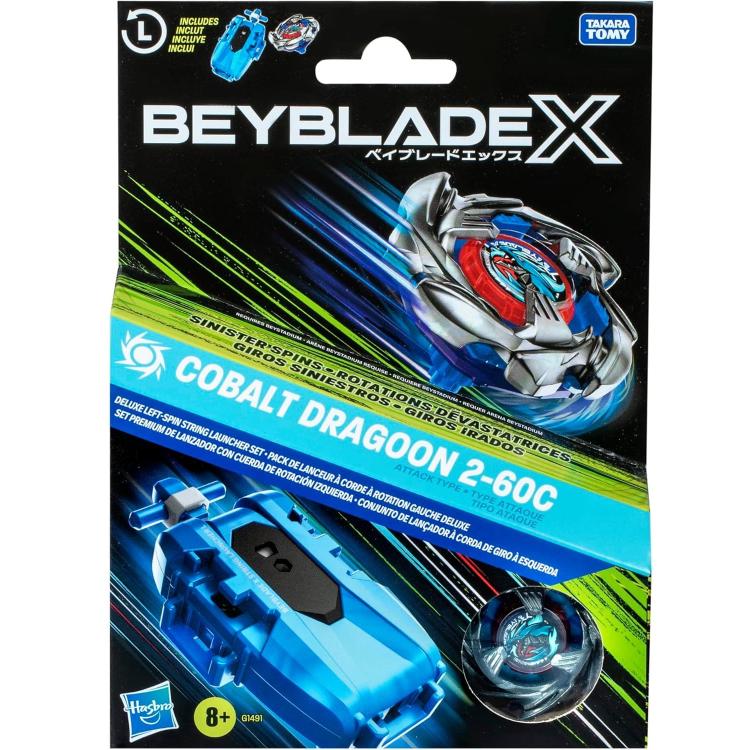 Hasbro - Beyblade X -Lanciatore Deluxe Launcher Roosevelt - Cobalt Dragoon 2-60C