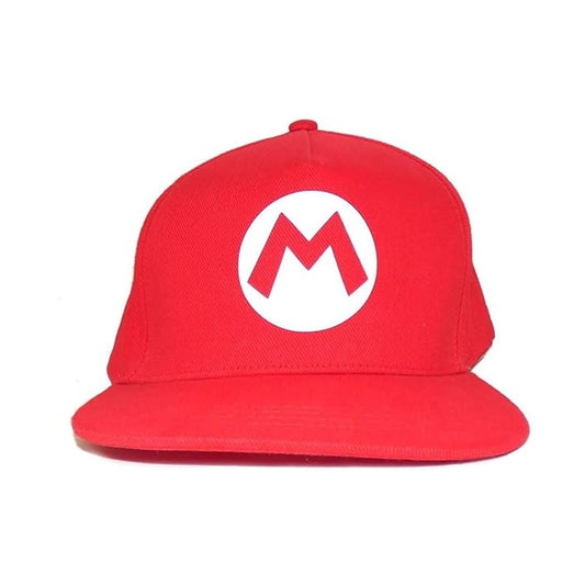 Nintendo - Super Mario (Mario) Badge Logo Ufficiale Strapback - Berretto Cappello con Visiera Dritta Stile Basketball Basket Cap Rosso
