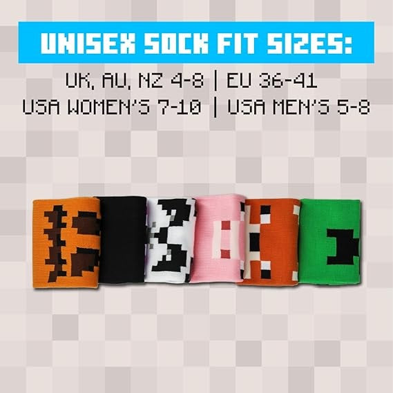 Paladone Minecraft Calzini (6X Odd Socks) 3Paia 36-41 Unisex Gift Box Confezione