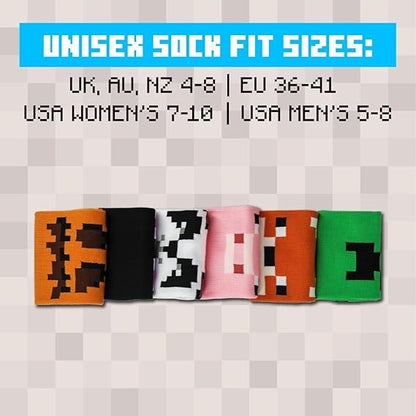 Paladone Minecraft Calzini (6X Odd Socks) 3Paia 36-41 Unisex Gift Box Confezione