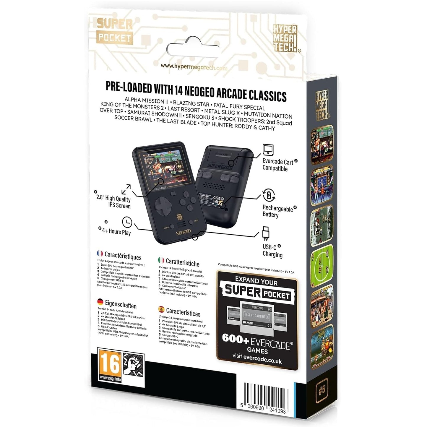 Super Pocket (NeoGeo® Edition) - Console Portatile con 14 giochi Arcade classici