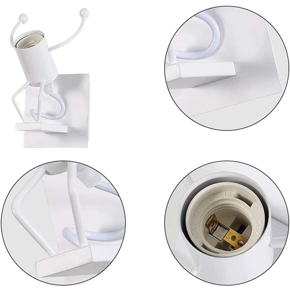 Universo - Applique da Parete Decorativo a Forma di Omino - Lampada da Muro in Metallo con Attacco E27 per Arredo Casa Soggiorno Ingresso (Omino che Salta Bianco)
