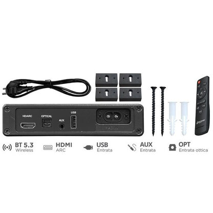 Hutrade Sr02 Soundbar Tv 120W 220V Wireless Bt Hdmi Aux Ottica 40W + Telecomando