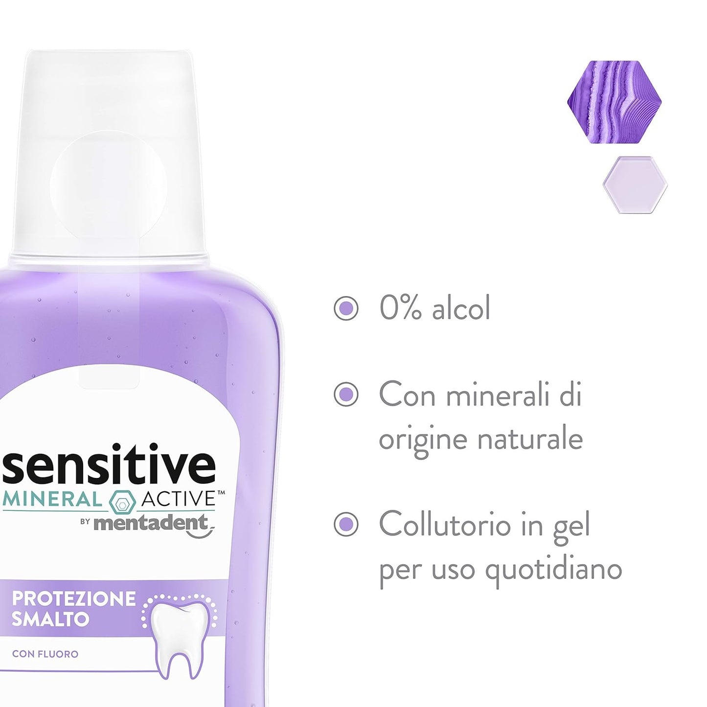 Mentadent Collutorio Sensitive Mineral Active con Fluoro per Smalto Denti 300ml