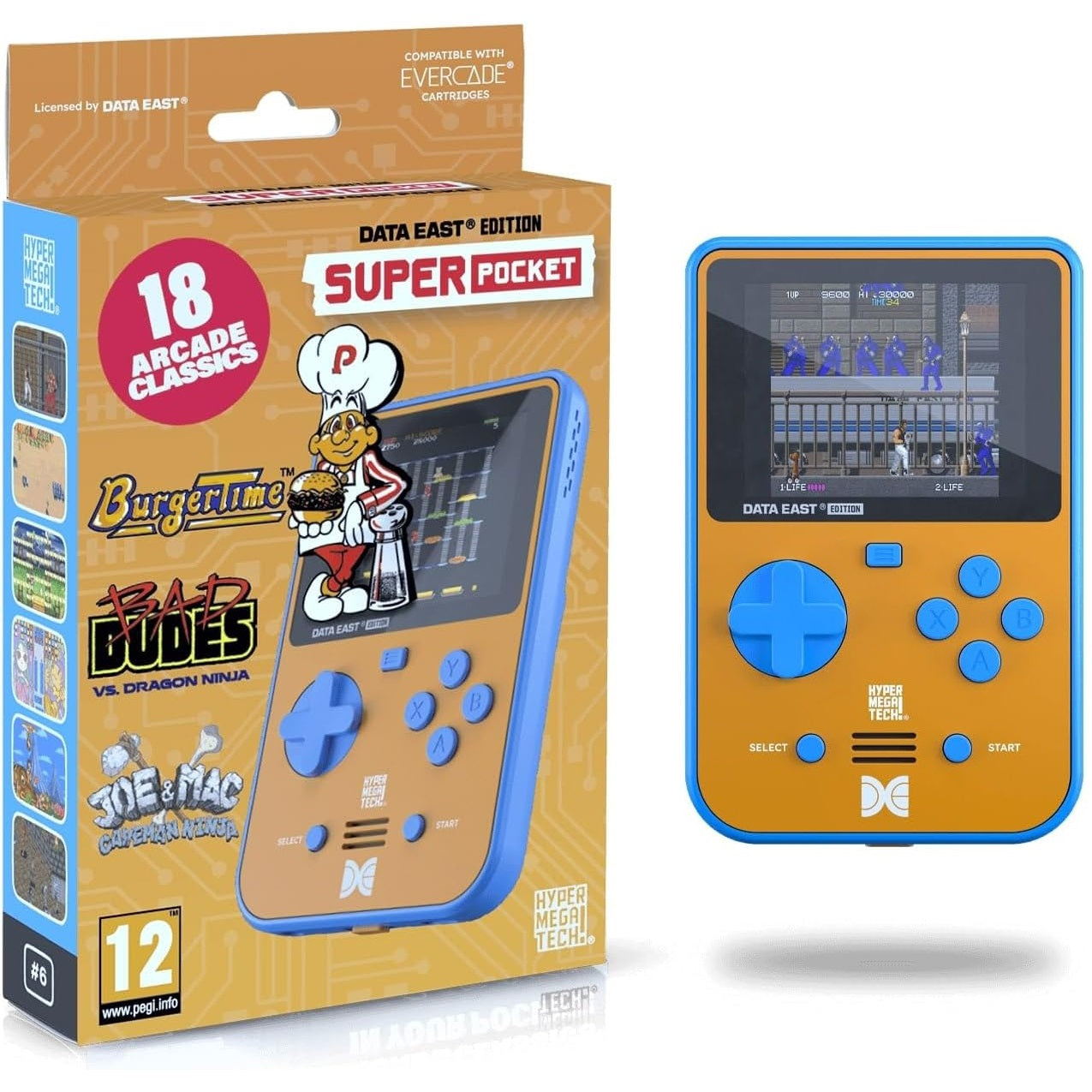 Super Pocket (Data East® Edition) - Console Portatile con 18 giochi Arceda classici