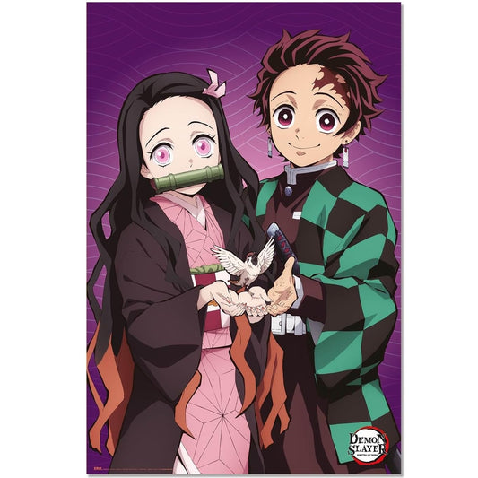 Maxi Poster Anime: (Demon Slayer 2 Tanjiro e Nezuko) Manga a Parete Incorniciabile da Cameretta Fumetti Manga 91x61 cm