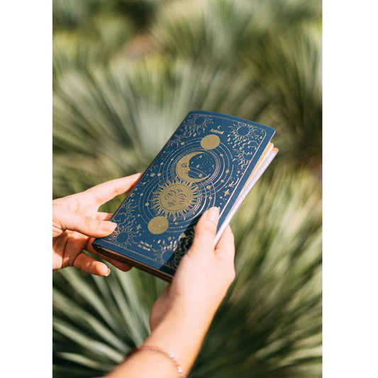 Taccuino "Astrale Sole Luna" Diario Personale da Viaggio 2 Quaderni Sostituibili: Bullet Journal Puntinato e a Righe 160 pag