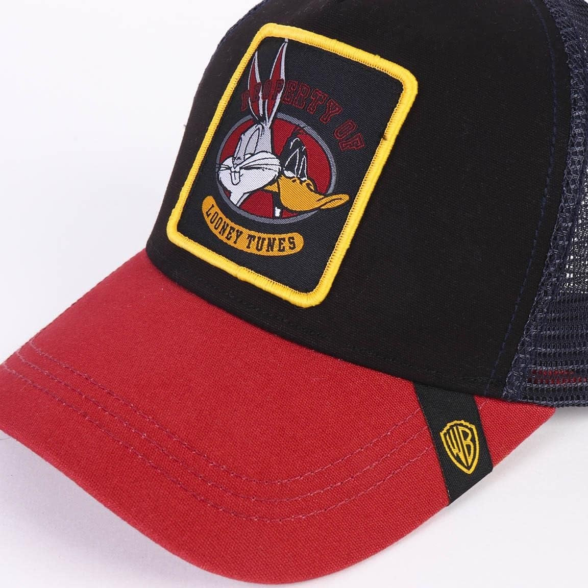 Cerdà - Looney Tunes (Bugs Bunny e Daffy Duck) Ufficiale - Berretto Strapback Cappello Trucker con Visiera Curva Stile Baseball Cap Nero e Rosso