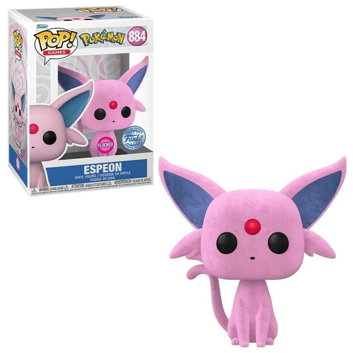Funko Pop ! Games Pokemon - (884) Espeon Mentali Psiana Flocked Vinyl Figure 9Cm