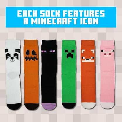 Paladone Minecraft Calzini (6X Odd Socks) 3Paia 36-41 Unisex Gift Box Confezione