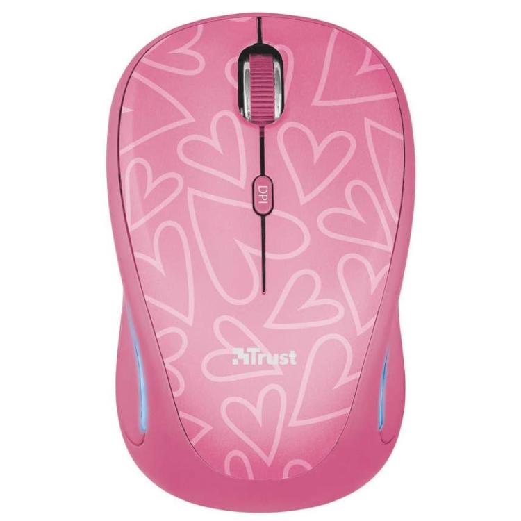 Trust Yvi Fx Rosa Wireless Mouse Illuminato Led Ambidestro Ottico Pc Mac 1600Dpi