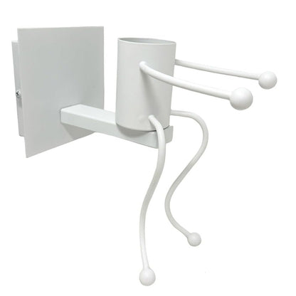 Universo - Applique da Parete Decorativo a Forma di Omino - Lampada da Muro in Metallo con Attacco E27 per Arredo Casa Soggiorno Ingresso (Omino Seduto Bianco)