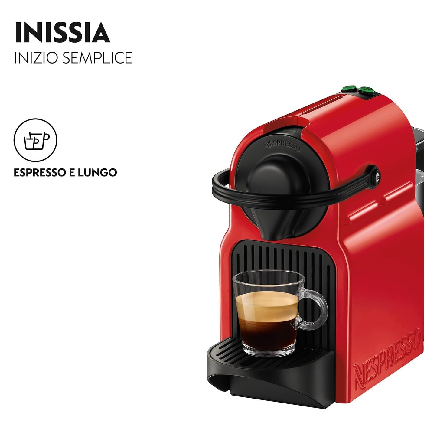 De'Longhi Inissia XN1005 Macchina da Caffè Espresso Regolabile a Capsule Nespresso - Rosso (Ruby Red)