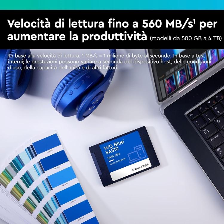 Wd Blue Ssd 2.5" 1Tb Interno 2.5" 7Mm Sa510 Hdd Sata Hard Disk Computer 560Mb/S
