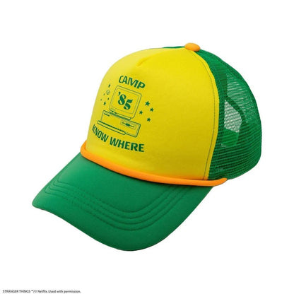 Cinereplicas - Stranger Things (Camp Know Where) Cappellino Ufficiale Strapback - Berretto Cappello Trucker con Visiera Curva Stile Baseball Basket Cap