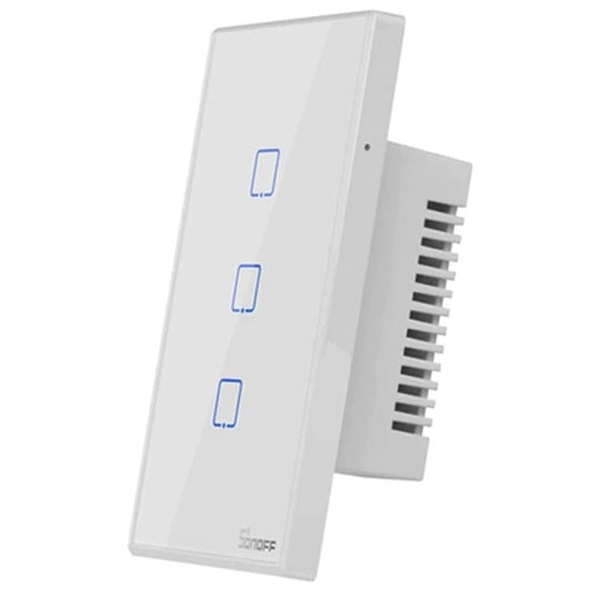 Sonoff Interruttore Smart Wifi 3 Canali Alexa Google In Vetro Scatola 503 Bianco