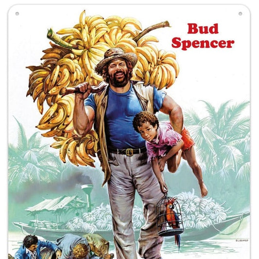 Targa In Metallo "Eat More Bananas Joe" Bud Spencer 20X30Cm Targhetta C300/011