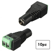 10pz CONNETTORE CONNETTORI SPINOTTO ALIMENTAZIONE FEMMINA A VITE TELECAMERE/LED