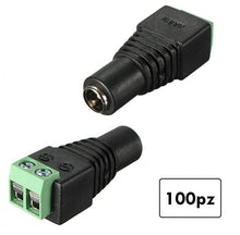 100pz CONNETTORE CONNETTORI SPINOTTO ALIMENTAZIONE FEMMINA A VITE TELECAMERE/LED