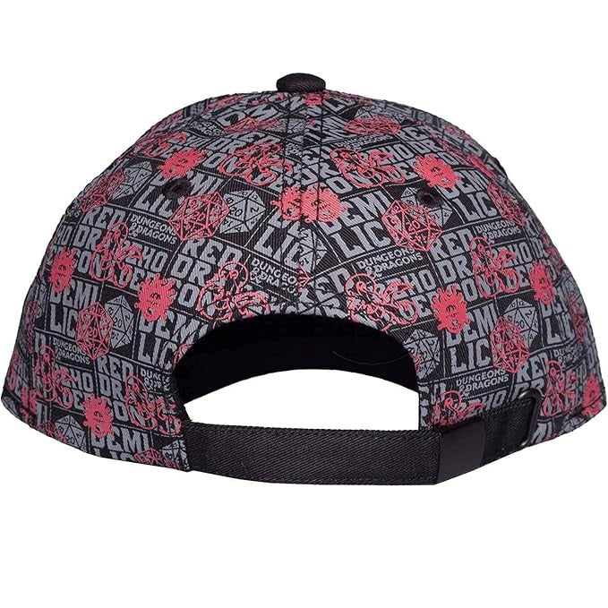 Difuzed - Dungeons & Dragons Logo Ufficiale D&D Strapback - Berretto Cappello con Visiera Curva Stile Baseball Cap Nero