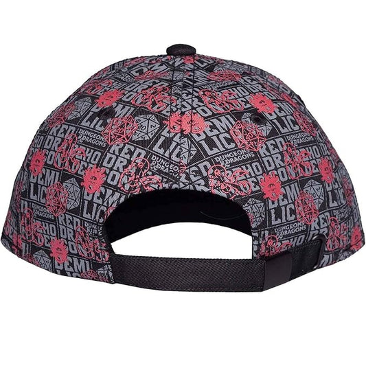 Difuzed - Dungeons & Dragons Logo Ufficiale D&D Strapback - Berretto Cappello con Visiera Curva Stile Baseball Cap Nero