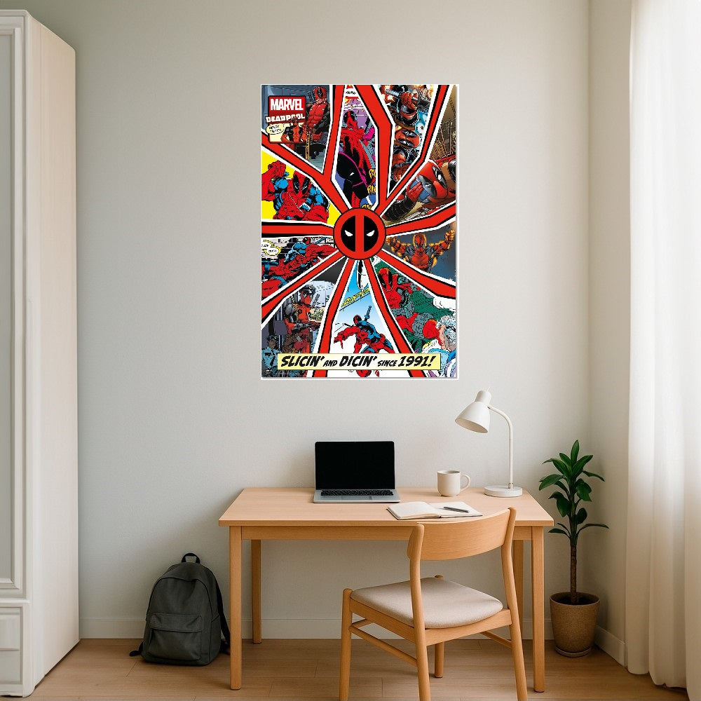 Maxi Poster Marvel (Deadpool) COPERTINA FUMETTO 30 ANNI a Parete per Cameretta Nerd, Ragazzi, Regalo, Licenza Ufficiale, Incorniciabile 91 x 61 cm