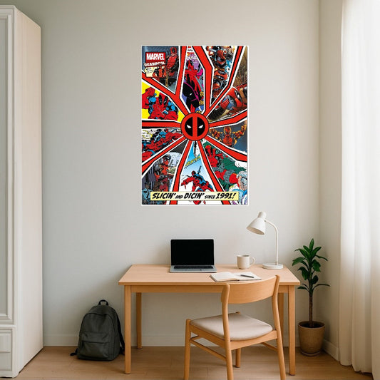 Maxi Poster Marvel (Deadpool) COPERTINA FUMETTO 30 ANNI a Parete per Cameretta Nerd, Ragazzi, Regalo, Licenza Ufficiale, Incorniciabile 91 x 61 cm