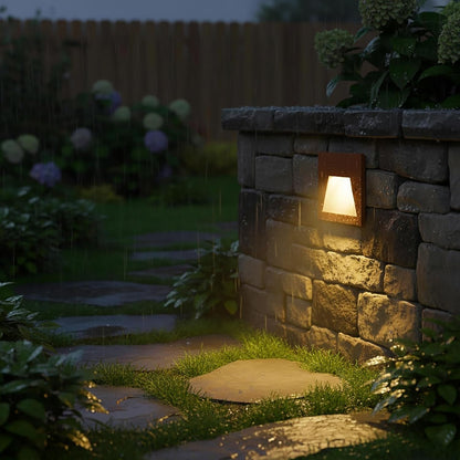 Universo Es49-G3c Punto Luce Segnapasso Rettangolare Led ad Incasso Cambia Colore CCT 3in1 da 3w 24° Da Esterno Ip65 Scatola 503 per Scale Giardino - Ruggine/Marrone