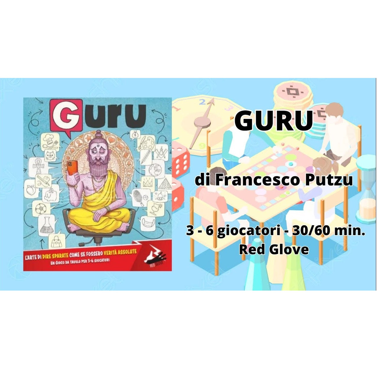 Red Glove Guru – Party Game Gioco da Tavolo 3-6 Giocatori 10+ Anni