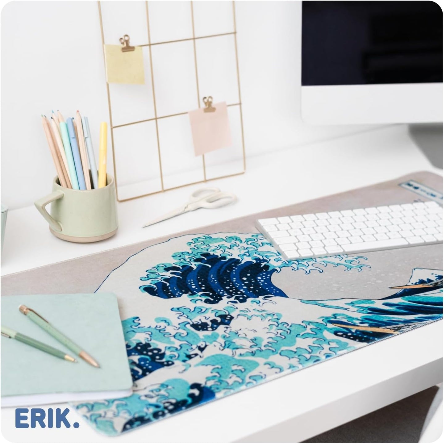 Hokusai Tappetino Mouse Tastiera XXL (La Grande Onda di Kanagawa) Deskmat Gaming Scrivania 80x35 cm
