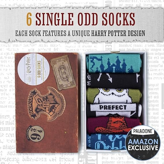 Paladone Harry Potter Calzini (6X Odd Socks) 3 Paia Calze 36-41 Unisex Gift Box