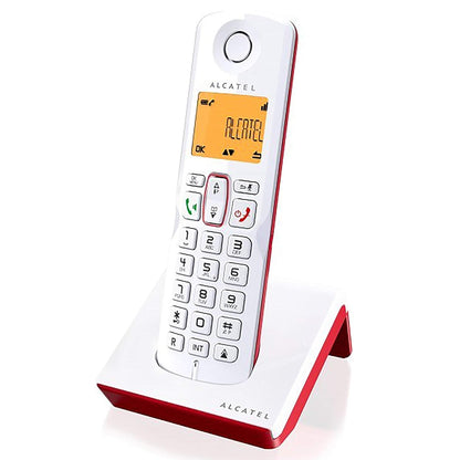 Alcatel S250 Telefono Cordless DECT Vivavoce Identificatore Chiamata Bianco/Rosso