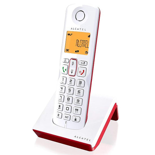 Alcatel S250 Telefono Cordless DECT Vivavoce Identificatore Chiamata Bianco/Rosso