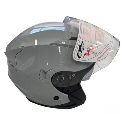 Casco Jet (Max) Moto Scooter Omologato Doppia Visiera Removibile Grigio Shine L