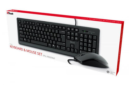 Trust Kit Tastiera Mouse Ottico Usb Trust Primo Set Keyboard Regolabile Nero