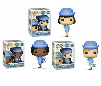 Funko Pop Icons Pan Am Set 3Pz Bundle 140-141-142 Vinyl Figure Airplane Hostess
