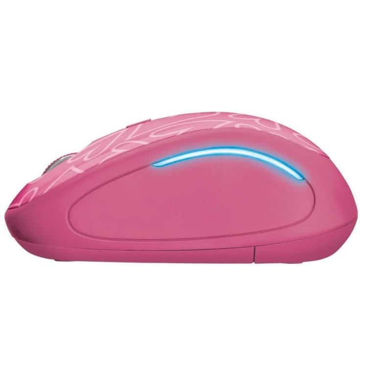 Trust Yvi Fx Rosa Wireless Mouse Illuminato Led Ambidestro Ottico Pc Mac 1600Dpi