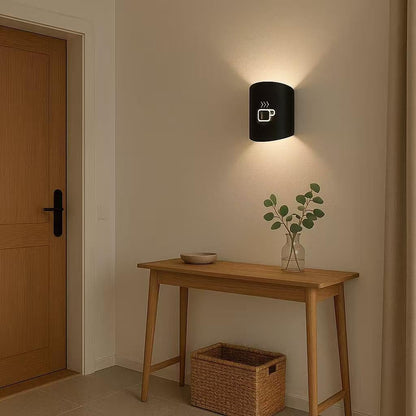 Universo - Applique da Parete Decorativo a Forma di (Tazza Caffè) - Lampada da Muro in Metallo con Attacco E27 per Arredo Casa, Cucina, Bar, Ristorante, Caffetteria, B&B - Nero