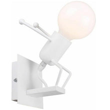 Universo - Applique da Parete Decorativo a Forma di Omino - Lampada da Muro in Metallo con Attacco E27 per Arredo Casa Soggiorno Ingresso (Omino che Salta Bianco)