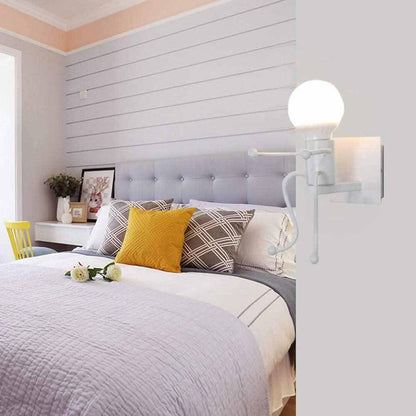 Universo - Applique da Parete Decorativo a Forma di Omino - Lampada da Muro in Metallo con Attacco E27 per Arredo Casa Soggiorno Ingresso (Omino Seduto Bianco)