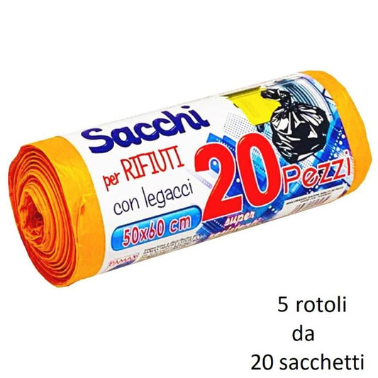 100 BUSTE SACCHI SACCHETTI RIFIUTI SPAZZATURA RACCOLTA DIFFERENZIATA 50X60cm ARA