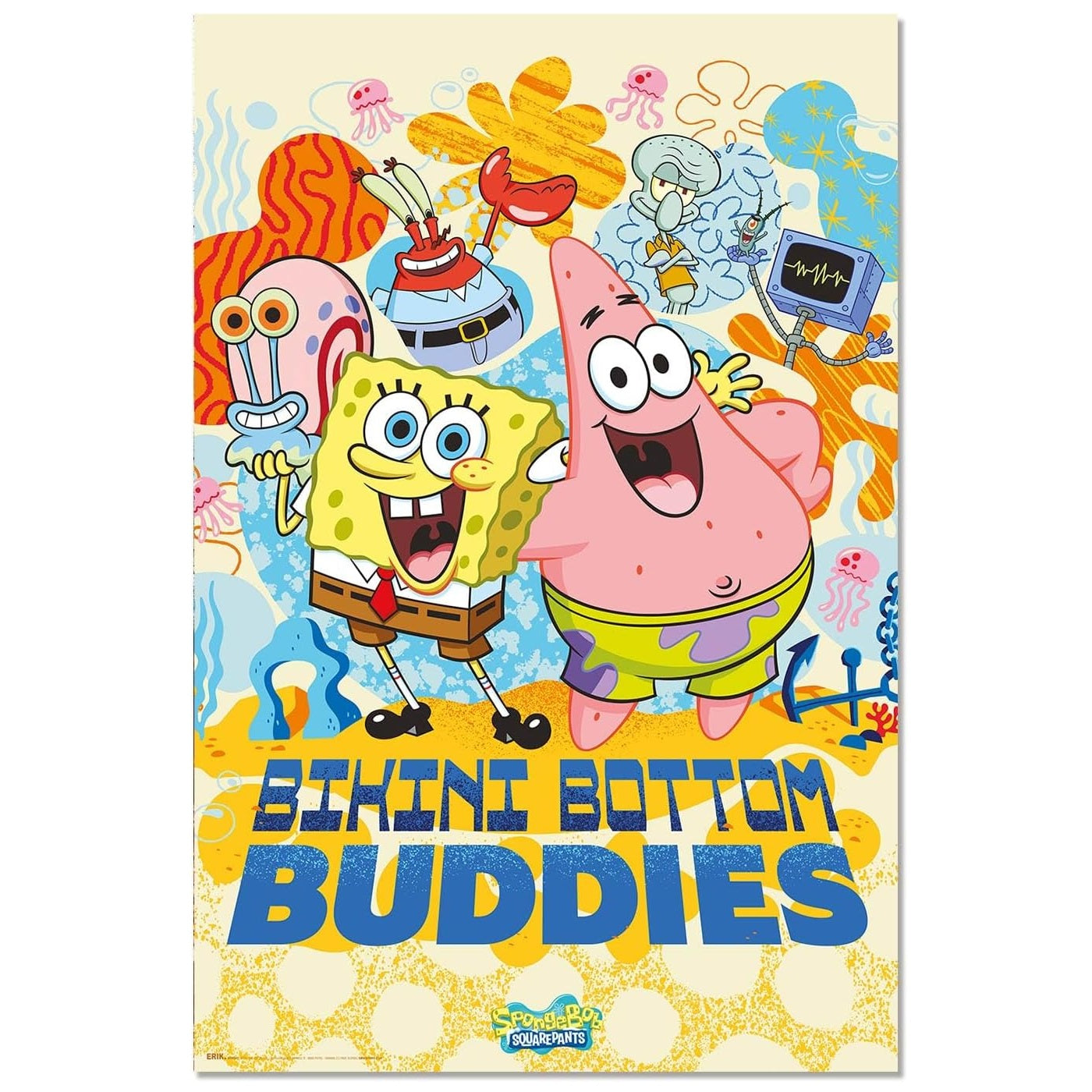 Maxi Poster (SpongeBob SquarePants) Squiddy Patrick Krubs Incorniciabile 91x61cm Bikini Bottom Buddies