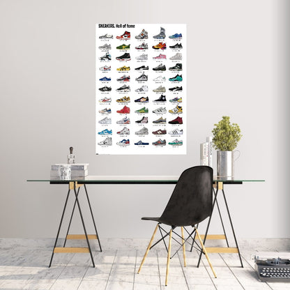 Maxi Poster - Locandina Sneakers Hall of Fame (Nike, Adidas, New Balance, Fila, Reebok, Jordan, Converse) Incorniciabile per Negozio, Pub, Casa, Ufficio, Locanda, Nerd, Licenza Ufficiale 91x61 cm