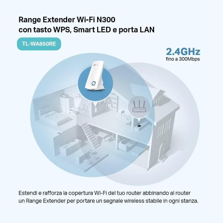 Tp-Link (Tl-Wa850Re) Ripetitore Extender Wireless Presa Wifi E Access Point Ps4