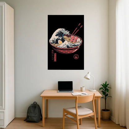 Maxi Poster Artistico Vincent Trinidad – Great Ramen Wave (La grande Onda di Kanagawa) Hokusai Incorniciabile 91x61cm