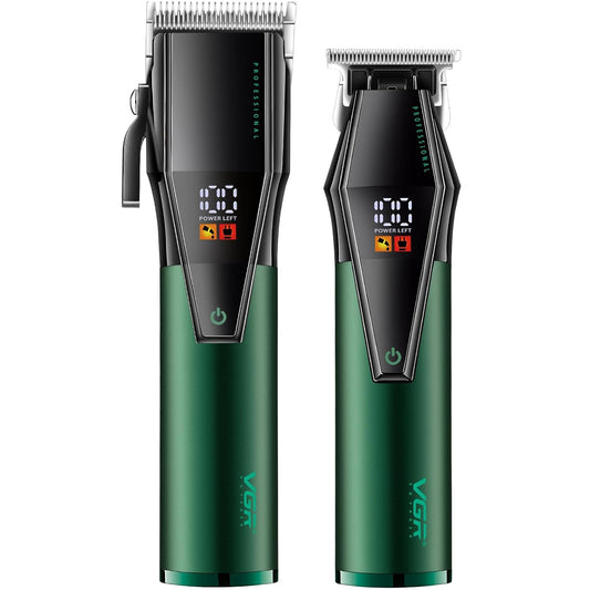 Vgr V-677 (Combo) Tagliacapelli e Rasoio Barba Clipper Trimmer Professionale Led per Barbieri Elettrico Ricaricabile