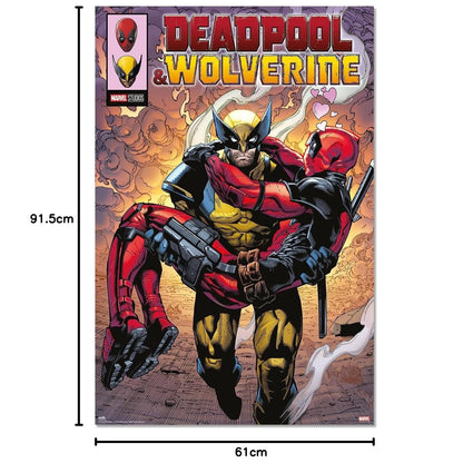Maxi Poster Marvel (Deadpool e Wolverine 1) a Parete per Cameretta Nerd, Ragazzi, Regalo, Licenza Ufficiale, Incorniciabile 91 x 61 cm