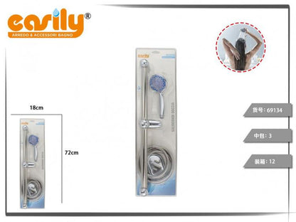 Soffione Doccia Multigetto + Saliscendi Regolabile Doccia Bagno Con Portasapone