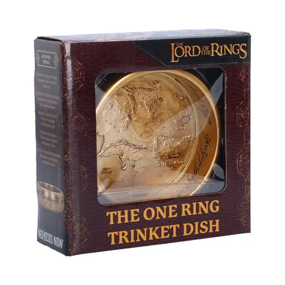 Nemesis Now Lord Of The Rings The One Ring Portagioie Piatto In Resina 11 cm - Mappa Di Mordor Da Collezione