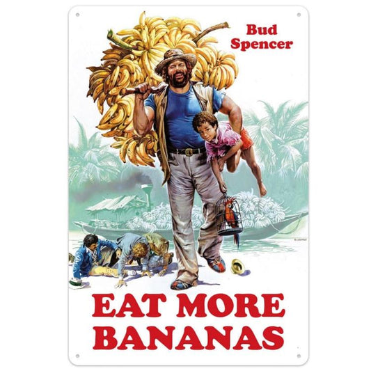 Targa In Metallo "Eat More Bananas Joe" Bud Spencer 20X30Cm Targhetta C300/011